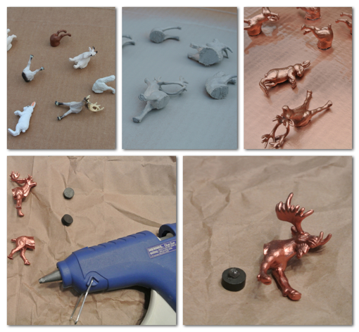 diy copper 'heads and tails' animal magnets on craftawl.com